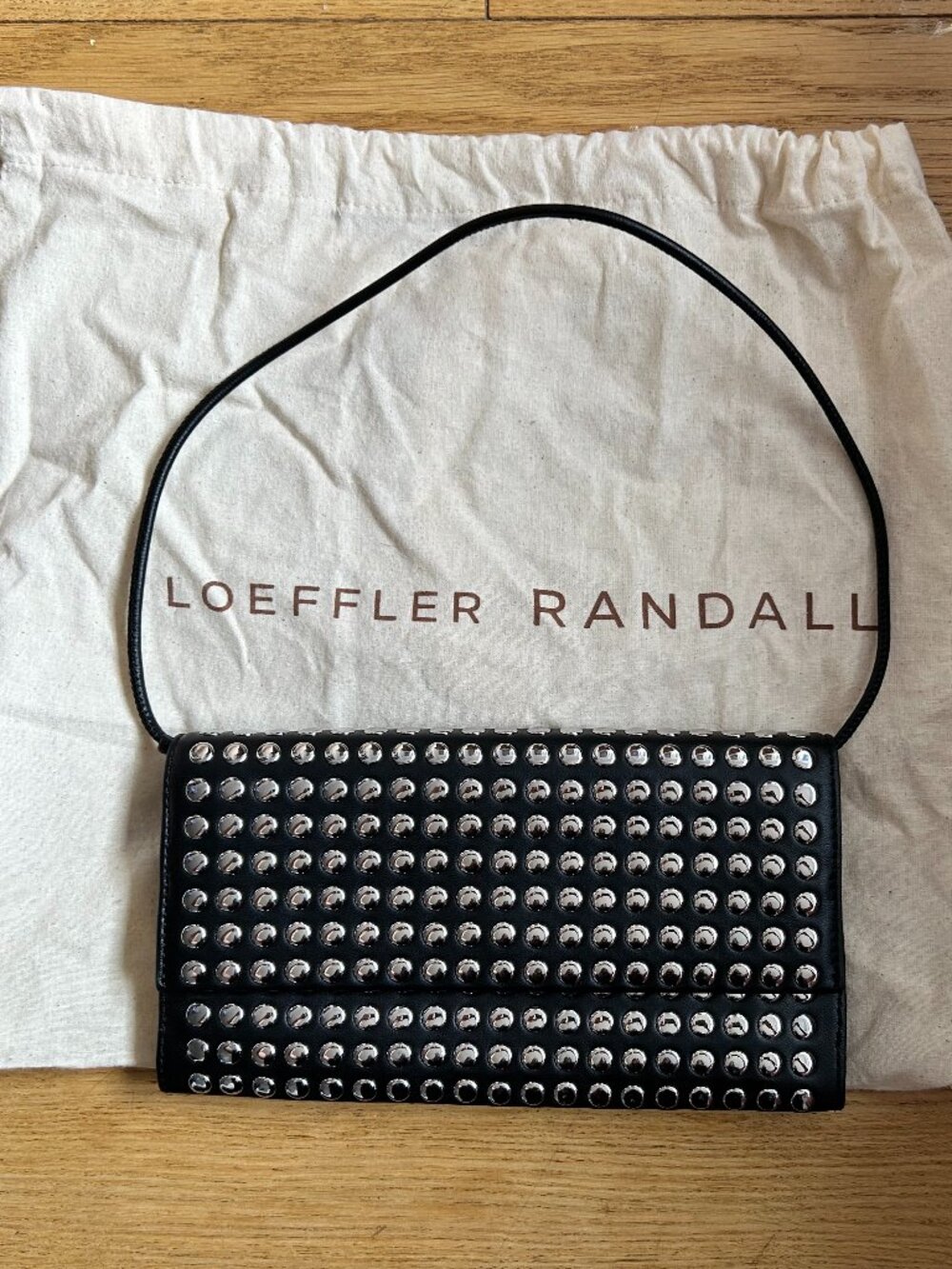New without tags Loeffler Randall Charlee Studded Leather Shoulder Bag– Black